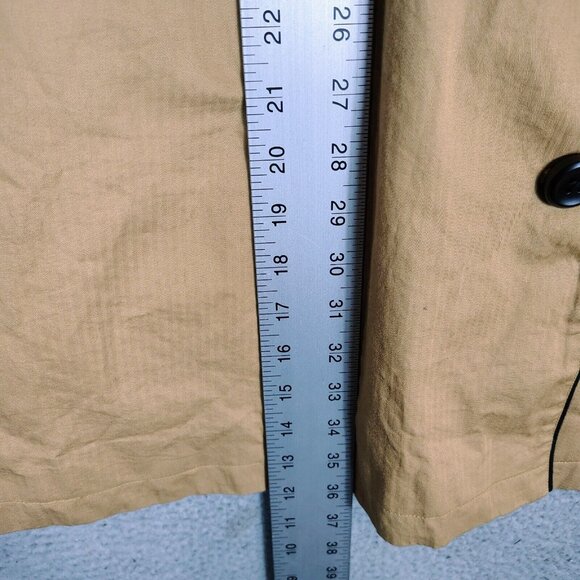 ModCloth Trench Coat Women's XL Tan Belted Waist Mid-Length Lightweight Retro - Picture 8 of 14